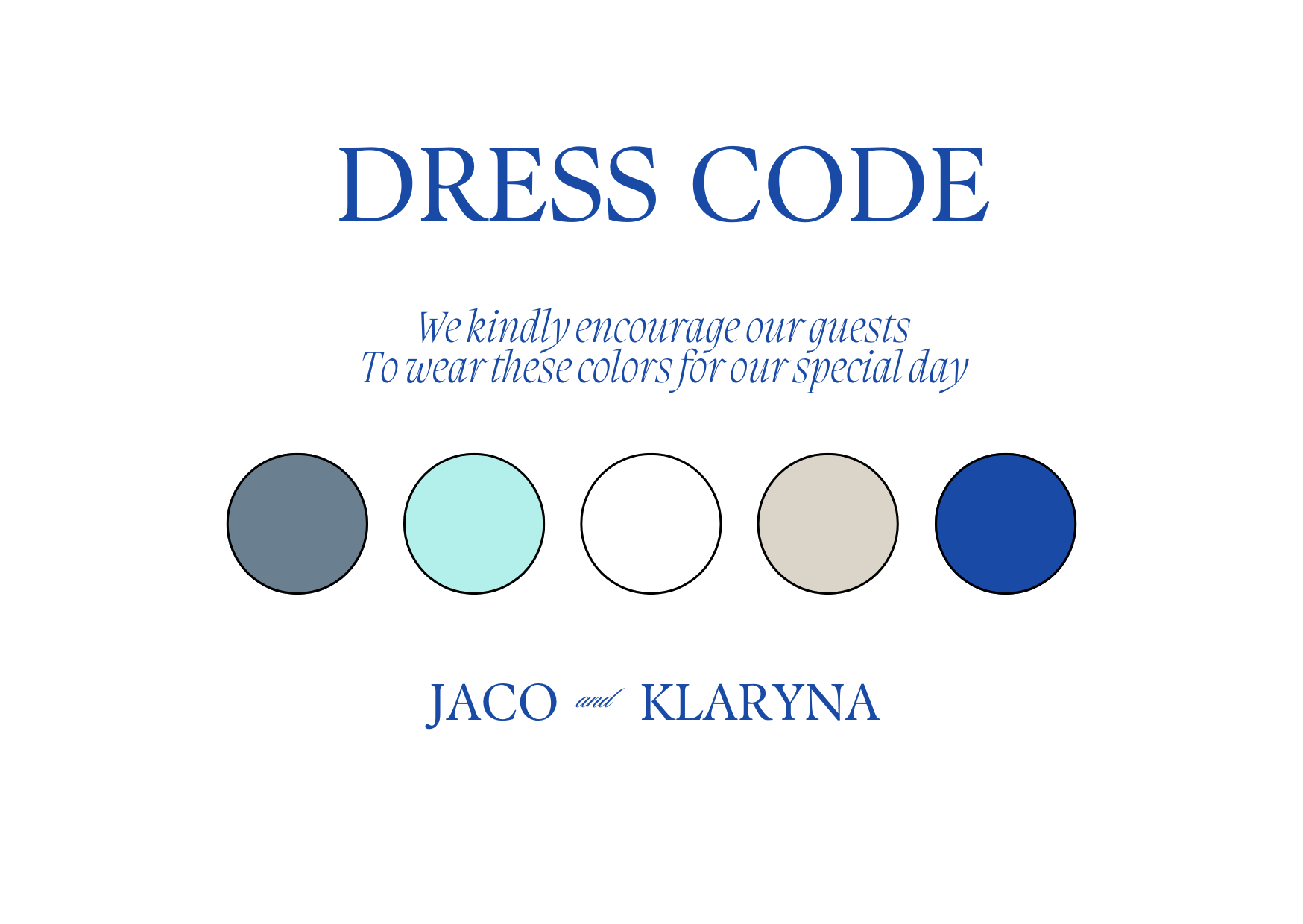 Van Den Berg wedding dress code colors